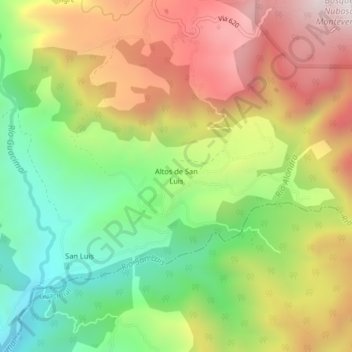 Altos de San Luis topographic map, elevation, terrain