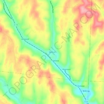 Hurford topographic map, elevation, terrain