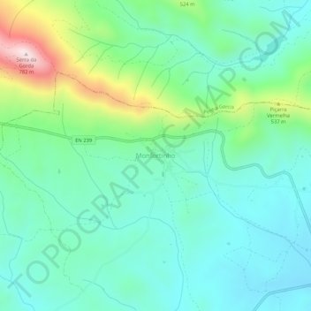 Monfortinho topographic map, elevation, terrain