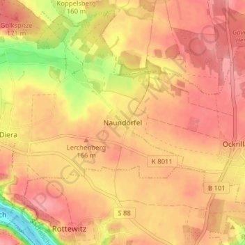 Naundörfel topographic map, elevation, terrain