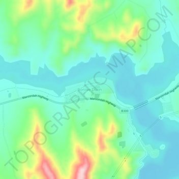 Bonnie Doon topographic map, elevation, terrain