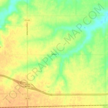 Yampa topographic map, elevation, terrain