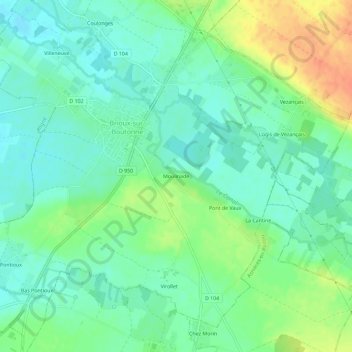 Moulinade topographic map, elevation, terrain