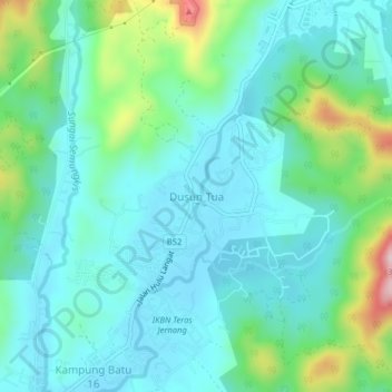 Dusun Tua topographic map, elevation, terrain