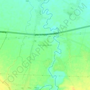 Kendayakan topographic map, elevation, terrain