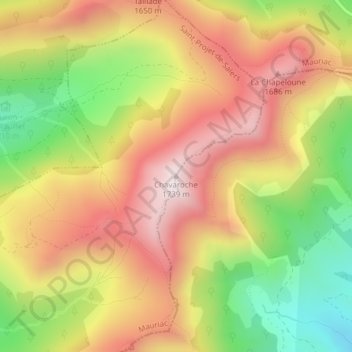Chavaroche topographic map, elevation, terrain