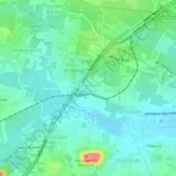Minakunte Hosuru topographic map, elevation, terrain