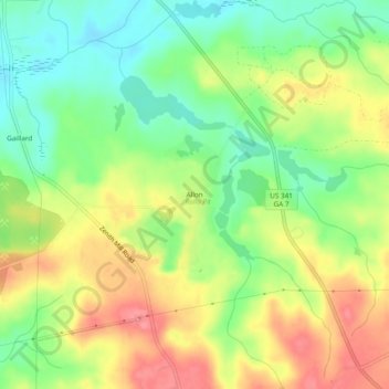 Allon topographic map, elevation, terrain
