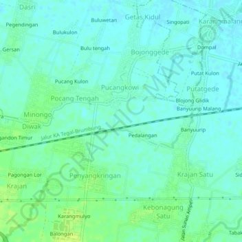 Bojonggede topographic map, elevation, terrain