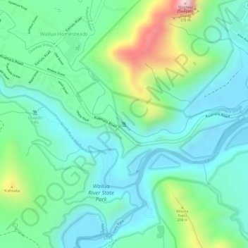 'Opaeka'a Falls topographic map, elevation, terrain