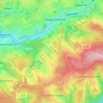 Kesselscheid topographic map, elevation, terrain