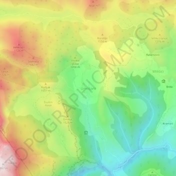 Umoljani topographic map, elevation, terrain