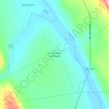 Encruzilhada do Baixão topographic map, elevation, terrain