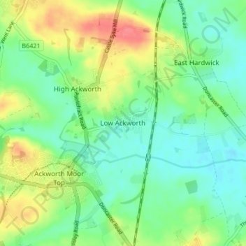 Low Ackworth topographic map, elevation, terrain