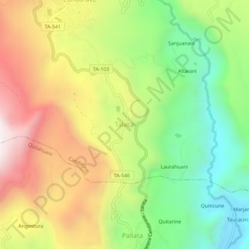 Talaca topographic map, elevation, terrain