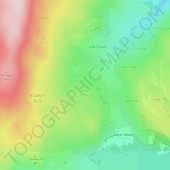 Malham Moor topographic map, elevation, terrain