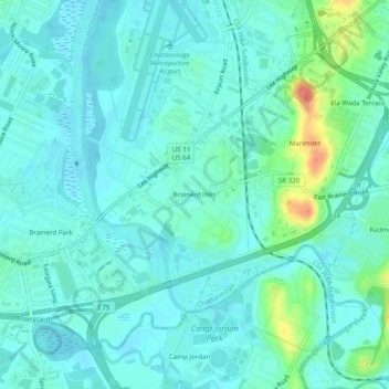 Brainerd Hills topographic map, elevation, terrain