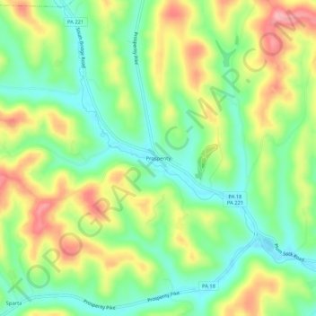 Prosperity topographic map, elevation, terrain