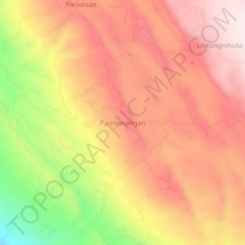 Parmonangan topographic map, elevation, terrain