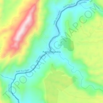 Puerto Alejandría topographic map, elevation, terrain