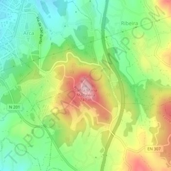 Santa Maria Madalena topographic map, elevation, terrain