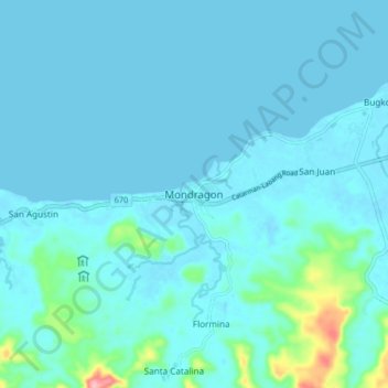 Mondragon topographic map, elevation, terrain