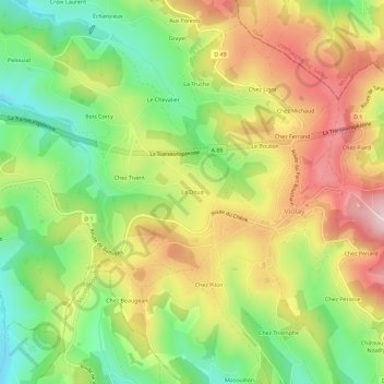 La Doua topographic map, elevation, terrain