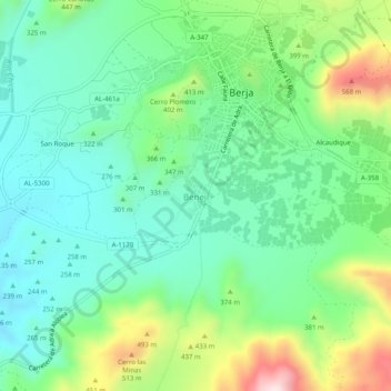 Benejí topographic map, elevation, terrain