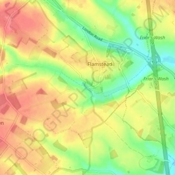 Trowley Bottom topographic map, elevation, terrain