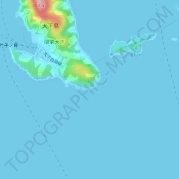 アゴノ鼻灯台 topographic map, elevation, terrain