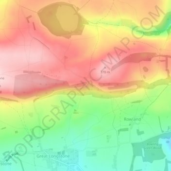 Longstone Edge topographic map, elevation, terrain