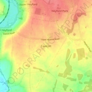 Caulcott topographic map, elevation, terrain