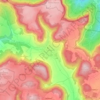 Tieringen topographic map, elevation, terrain