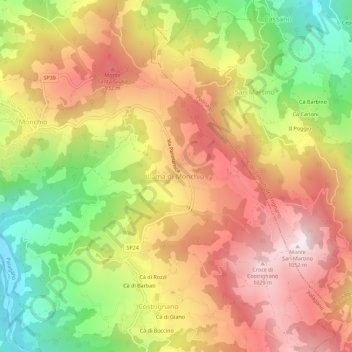 Lama di Monchio topographic map, elevation, terrain
