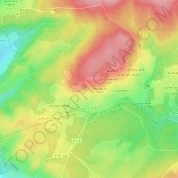 Beauvais topographic map, elevation, terrain