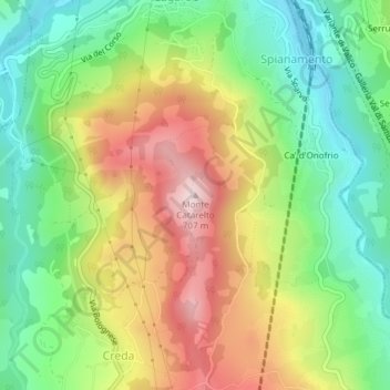 Monte Catarelto topographic map, elevation, terrain
