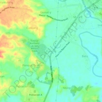 Punong topographic map, elevation, terrain