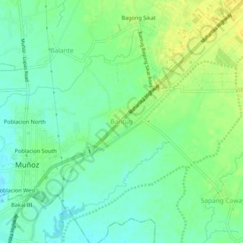 Bantug topographic map, elevation, terrain