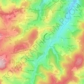Les Resses topographic map, elevation, terrain