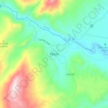 Paicol topographic map, elevation, terrain