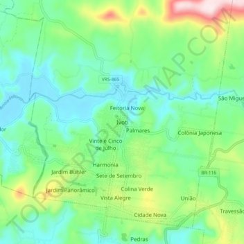 Ivoti topographic map, elevation, terrain