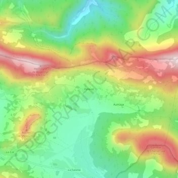 Pelleret topographic map, elevation, terrain