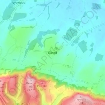 Elsted topographic map, elevation, terrain