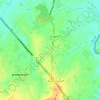 Droogland topographic map, elevation, terrain