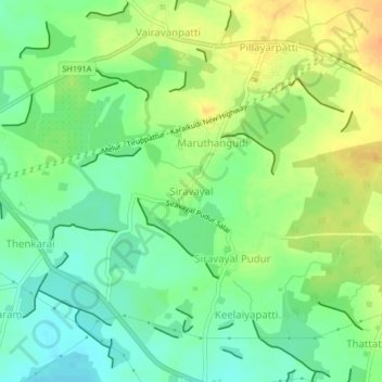 Siravayal topographic map, elevation, terrain