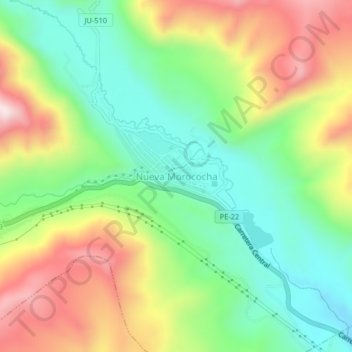Nueva Morococha topographic map, elevation, terrain