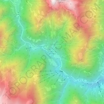 Fervento di Sopra topographic map, elevation, terrain