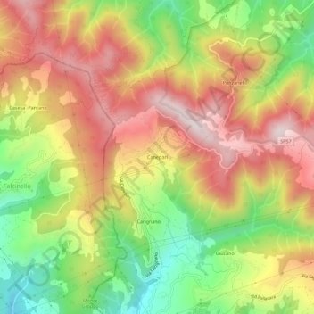 Canepari topographic map, elevation, terrain