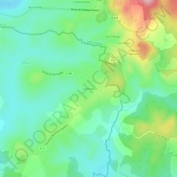 Chamnay topographic map, elevation, terrain