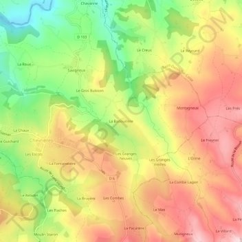 La Badouillère topographic map, elevation, terrain